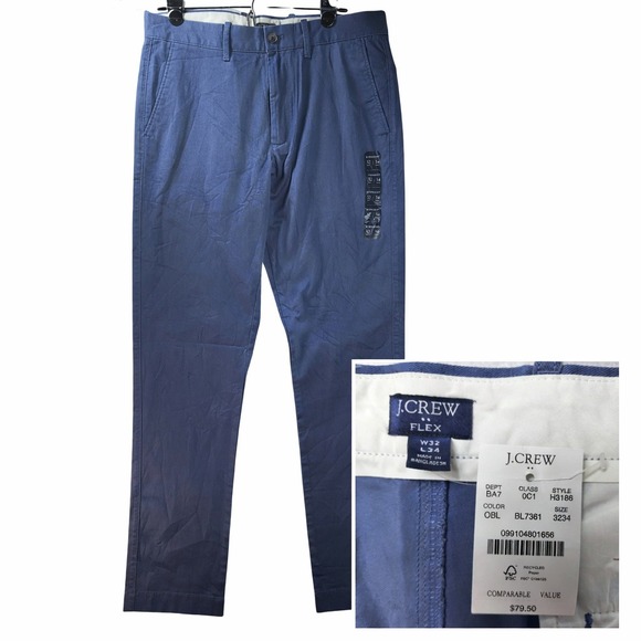 J.CREW Other - J Crew Mens Flex Straight Fit Cotton Chino Pants Blue Casual Office Preppy 32x34